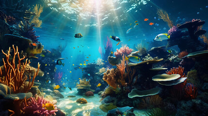 Obraz na płótnie Canvas Underwater life fishes