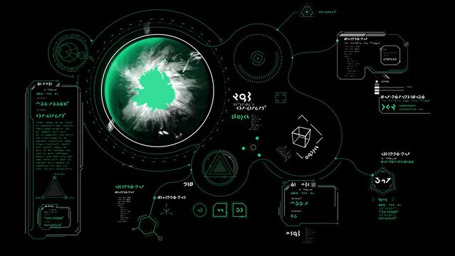 Planetary threats in an animated alien interface.