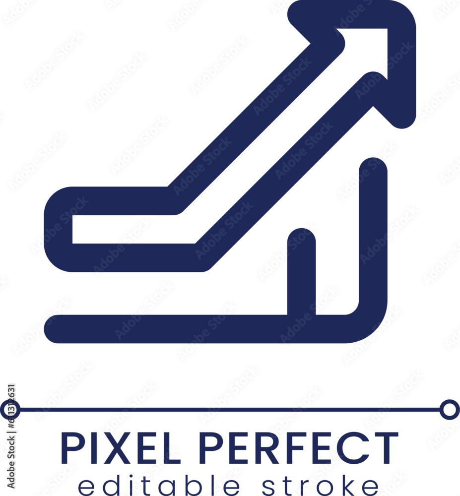 Poster growth pixel perfect linear ui icon. rates rising control. business data analytics. gui, ux design. 