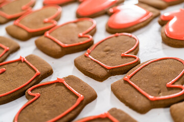 Christmas gingerbread cookies with royal icing