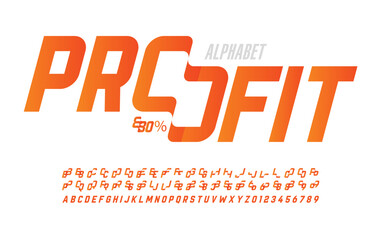 Profit 3d Modern font design with some alternate letters, alphabet and numbers design
