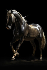 Obraz na płótnie Canvas Aesthetic horse with black golden accents