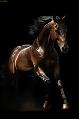 Fototapeta premium Aesthetic horse | black golden accents