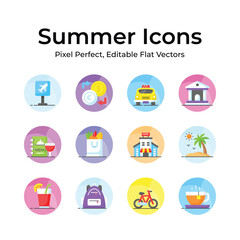 Capture the essence of summer with a vibrant and playful collection of creatively designed icons