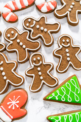 Christmas gingerbread cookies with royal icing