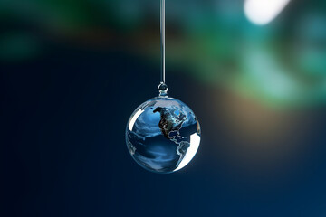 Dive into the festive spirit with an enchanting image of a Christmas ball delicately hanging on a beautifully adorned tree.