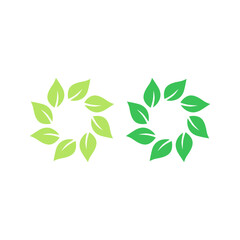 Fototapeta na wymiar Green Leaves Natural Circle Sign Symbol isolated on White