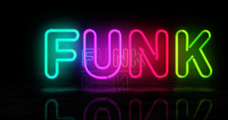 Funk music music neon light 3d illustration