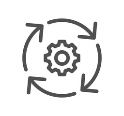 Gear related icon outline and linear symbol.	
