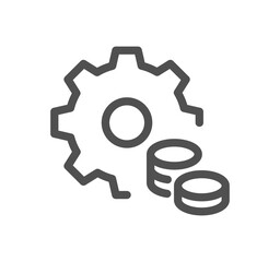 Gear related icon outline and linear symbol.	
