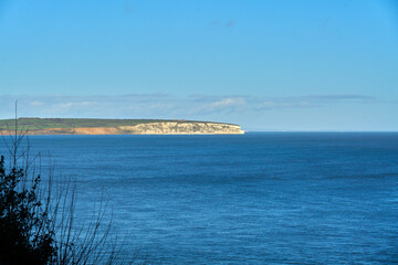 A view of the chalk cliffs of Culver viewed from Shanklin on the Isle of Wight