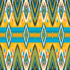 Tribal vector ornament. Seamless African pattern. Ethnic carpet with chevrons. Aztec style. Geometric mosaic on the tile, majolica. Ancient interior.