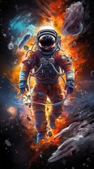 space art illustrations. Posters and backgrounds about the space and the universe. Space odyssey, space, astronaut, planets. Generative Ai.