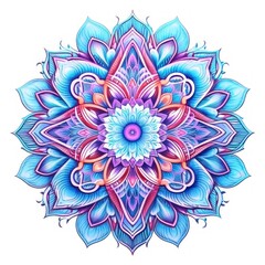 Fototapeta na wymiar Mandala floral pattern isolated on white. Meditation and Yoga, Generative AI