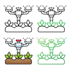 Sprinkler icon design in four variation color