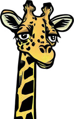 the head of a giraffe in comic style, on transparent background as PNG.(generative ai)