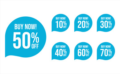 Collection of discount sticker blue price tag set vector illustration 