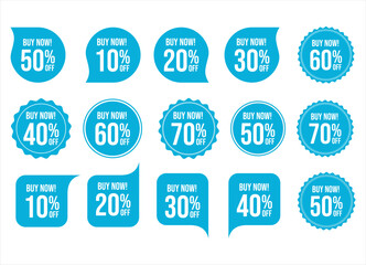 Collection of discount sticker blue price tag set vector illustration 