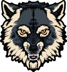 Fototapeta premium Wolf Face Illustration. Wild. Face. Vector