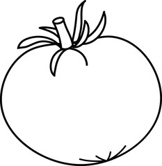 Tomato icon in outline style. Isolated object. Tomato logo. Organic food. Vector illustration. Vegetable from the farm.
