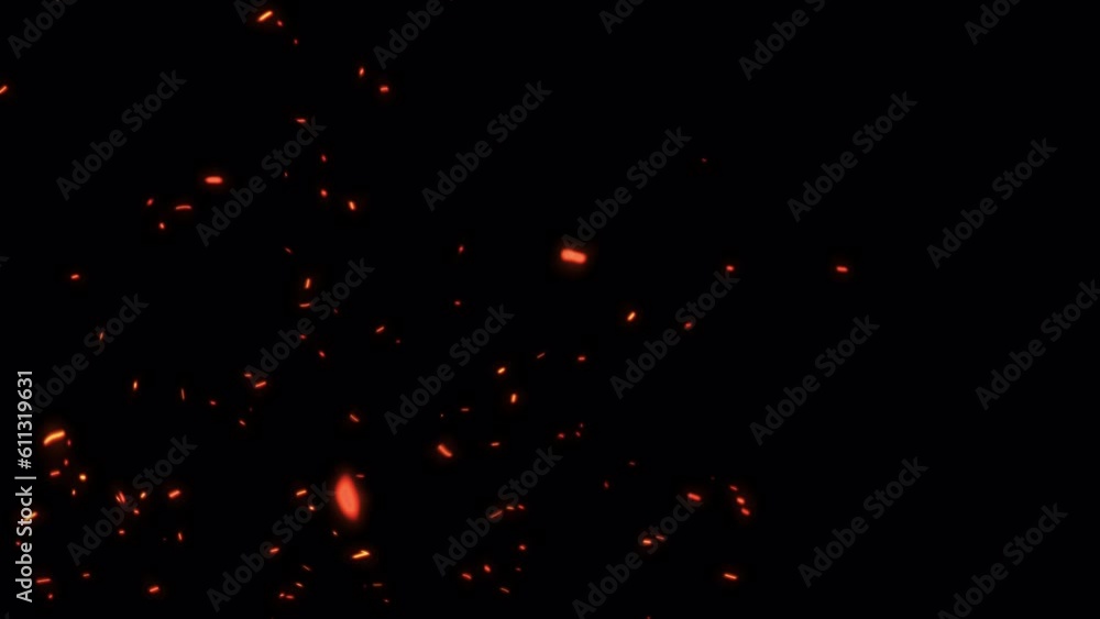 Poster abstract seamless loop glow fire particles ash sparks rising up with transparent alpha channel can b