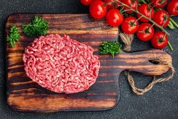 raw cutlet fresh meat ground beef, pork, chicken healthy meal food snack on the table copy space food background rustic top view