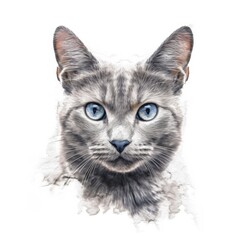 Cat portrait isolated. Illustration AI Generative.
