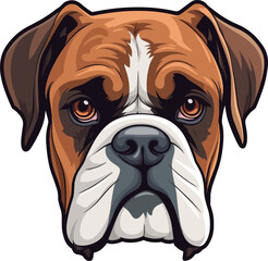 Comic-Cartoon-Zeichnung eines Deutschen Boxer Kopfes