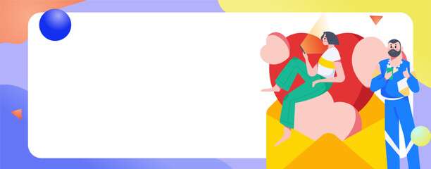 Happy Valentine's Day flat character vector concept operation hand drawn illustration
