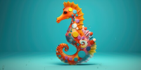 Multicoloured seahorse under water, National Day of the (Sea) Horse concept, created with generative AI technology	
