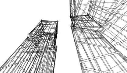 Modern building 3d. Architectural background