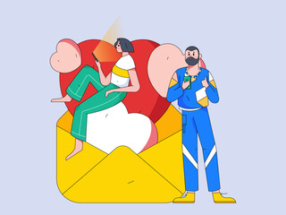 Happy Valentine's Day flat character vector concept operation hand drawn illustration
