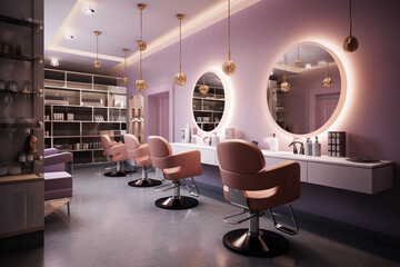 Modern hairdresser salon interior. Image ai generate. Generative AI