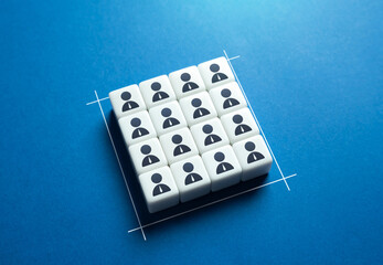 Selected group of people in a frame. Organization. Fully staffed. Company human resources. A sample...
