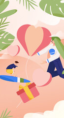 Happy Valentine's Day flat character vector concept operation hand drawn illustration
