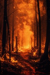 hot fire in the forest ecological problems generative ai