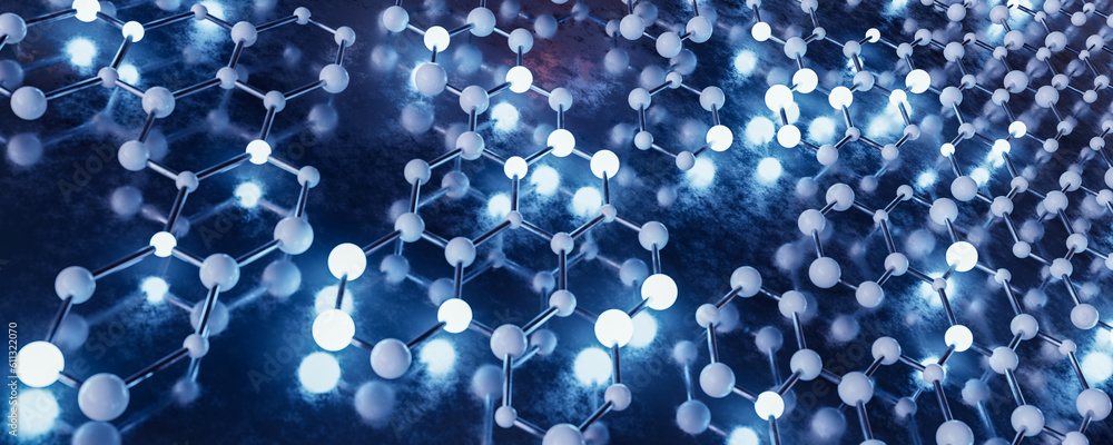 Poster molecular structure. scientific molecular model. abstract background science technology. dot and con