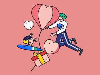 Happy Valentine's Day flat character vector concept operation hand drawn illustration
