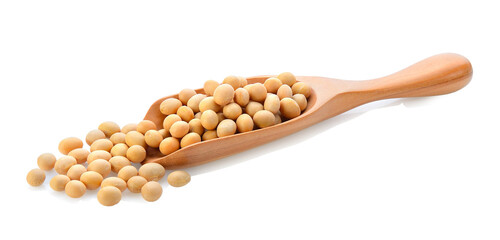 soy bean in wood scoop on  transparent png