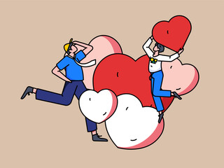 Happy Valentine's Day flat character vector concept operation hand drawn illustration
