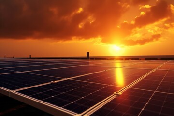solar panels at sunset  concept problems ecology generative ai 