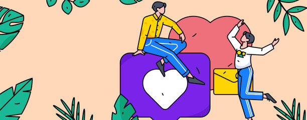 Happy Valentine's Day flat character vector concept operation hand drawn illustration
