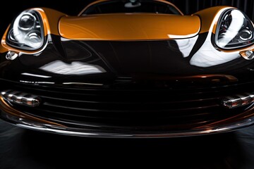 Obraz na płótnie Canvas Black and Orange Sports Car in Garage - Porsche