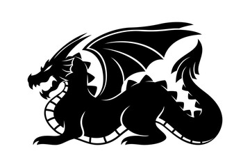 Sign of a black dragon on a white background.