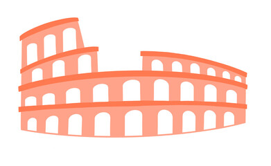 Rome's Colosseum, Flat design, website Illustration, Architecture building, Old monument