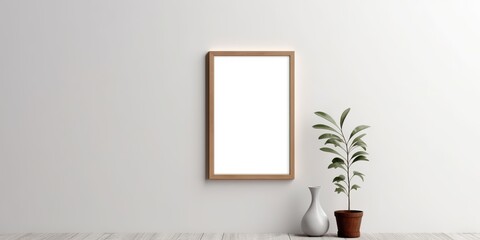 AI Generated. AI Generative. Vintage retro cozy white room home decoration wood poster frame. Graphic Art