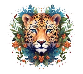 the head of a animal is in colorful floral patterns, in the style of realism with fantasy elements

