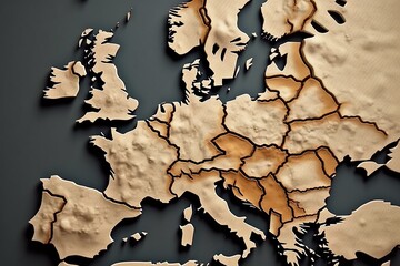 Dried land in Europe, drought concept, Climate change. Generative AI
