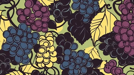 Behang Grapes Pattern, Food Patterns, Grapes ,Abstract Pattern, Grapes Abstract Pattern, Ai Generated Art. © John Martin