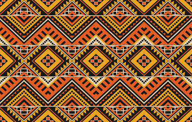 Ethnic abstract ikat art. Aztec ornament print. geometric ethnic pattern seamless  color oriental.  Design for background ,curtain, carpet, wallpaper, clothing, wrapping, Batik, vector illustration.